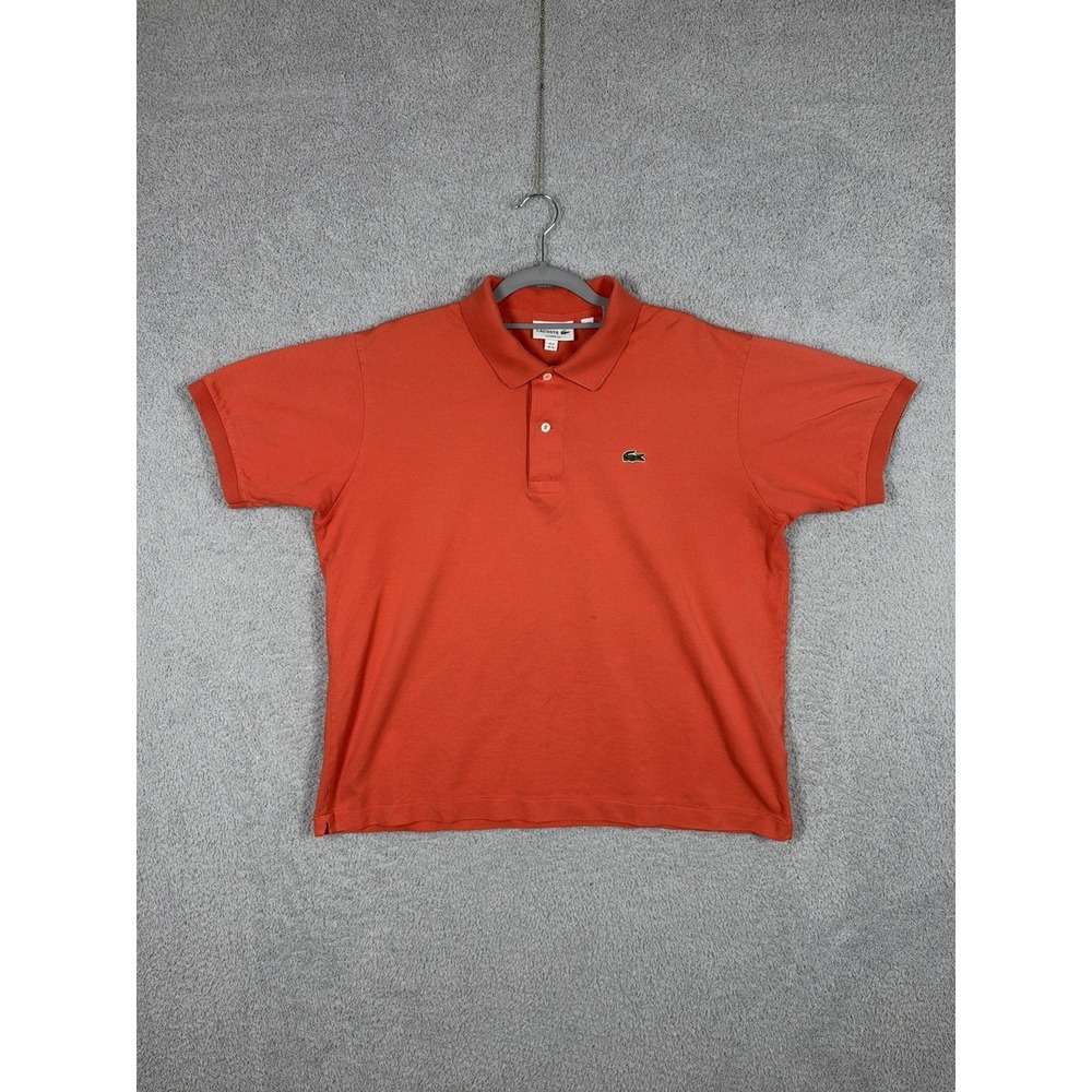 Lacoste Polo Collared Shirt Short Sleeve Logo ‎ Classic Fit Coral FR 6 / US XL